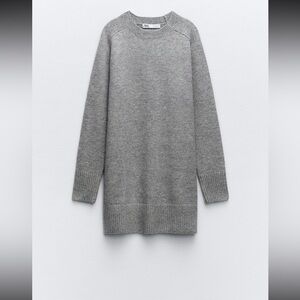 NWT Zara Grey Soft Knit Mini Dress Sz L
